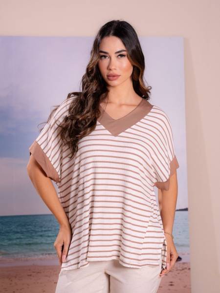 BLUSA AMPLA CANELADA