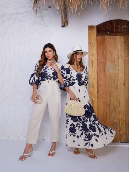 VESTIDO V MANGA CIGANINHA MARIA HENRIQUETA