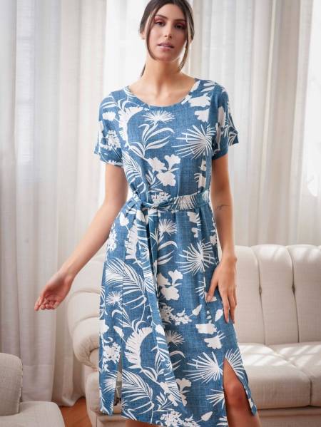 VESTIDO MALHARIA SUELEM VISCOLYCRA VICENZA COM CINTO