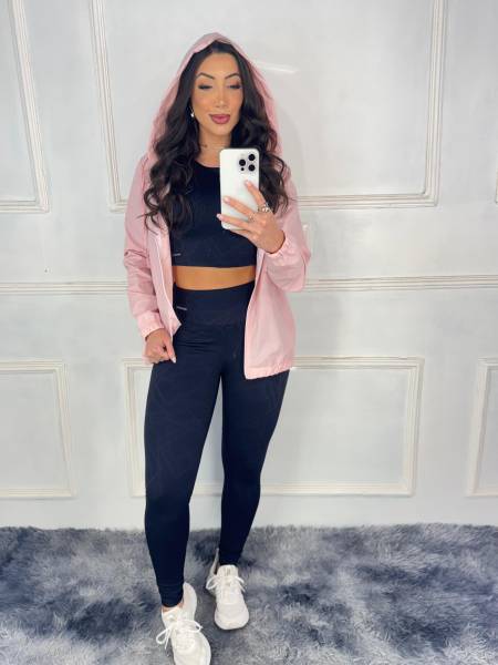 JAQUETA CORTA VENTO COM CAPUZ ROSA BELLA