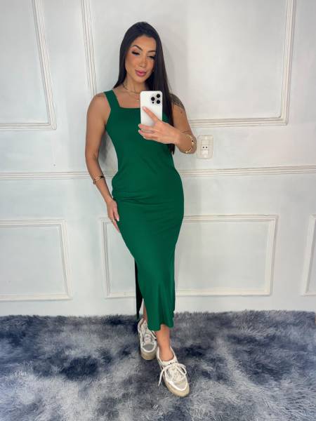 VESTIDO MIDI ALÇA FINA ROSA BELLA