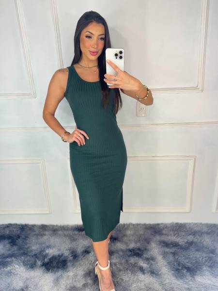 VESTIDO CANELADO ROSA BELLA