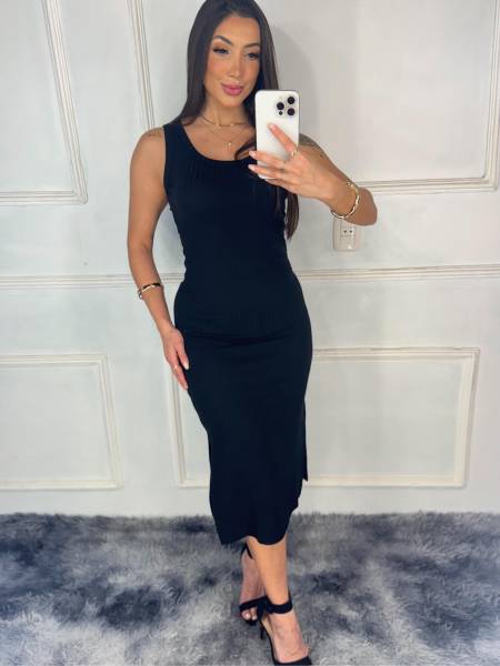 VESTIDO CANELADO ROSA BELLA