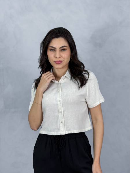 CAMISA CROPPED EM LINHO