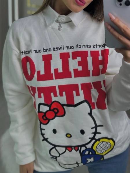 MOLETOM ALONGADO HELLO KITTY