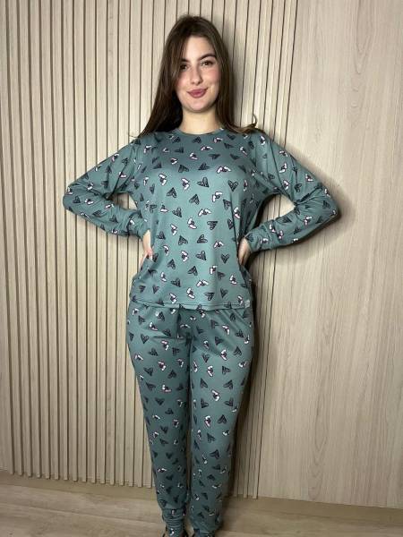 PIJAMA LONGO VERDE SUEDE
