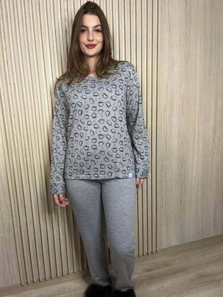 PIJAMA LONGO XÍCARAS MOLETINHO