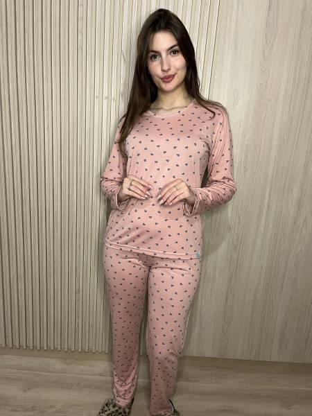 PIJAMA LONGO  ROSE CORAÇÃO