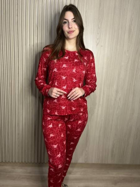 PIJAMA LONGO VERMELHO SUEDE