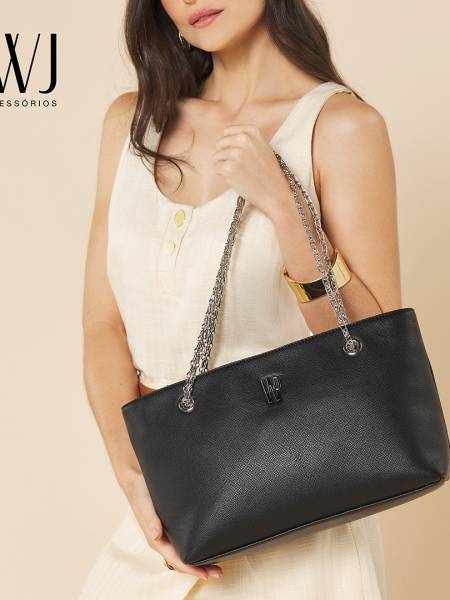 SHOPPING BAG MEDIA ALCA CORRENTE E METAL LOGO BICOLOR 46291