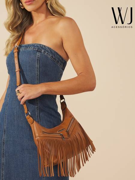 BOLSA TRANSVERSAL PEQUENA COM FRANJAS