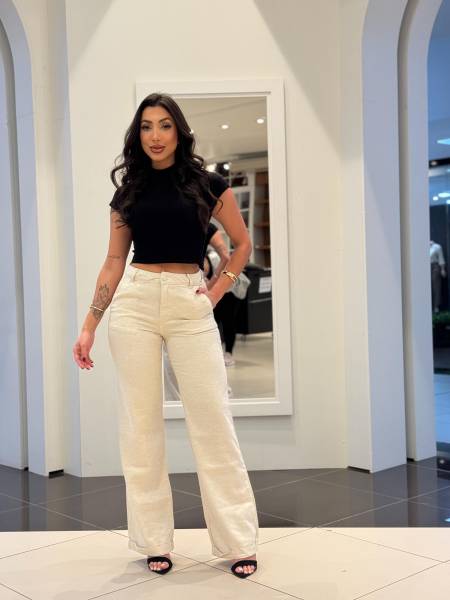 CALÇA RETA DE LINHO (DEFINIDA JEANS)
