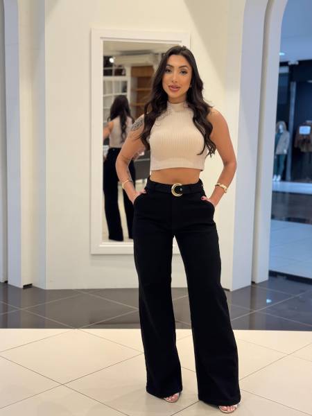 CALÇA PERNA RETA JEANS PRETO