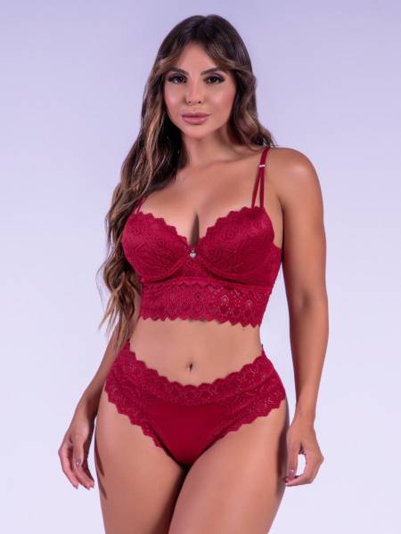 CONJUNTO COM BASE ALONGADA E RENDA COM CALCINHA FIO DUPLO