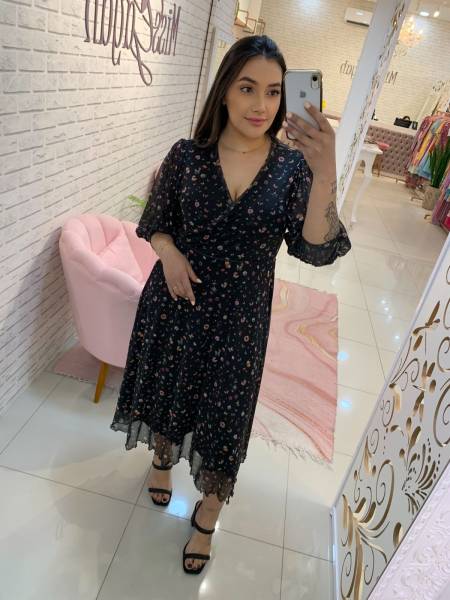 VESTIDO MIDI MANGA 3/4