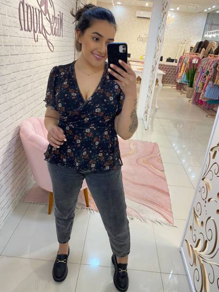 BLUSA TRASPASSADA MANGA CURTA