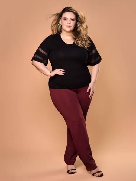 BLUSA MANGA DETALHE EM TULE