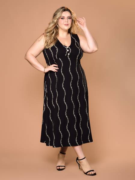 VESTIDO CAVADO COM ELÁSTICO NAS COSTAS (ROCKA PLUS)