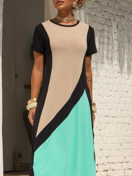 VESTIDO 3 CORES COM FENDA