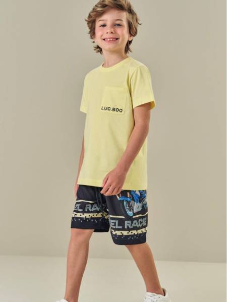 CONJUNTO CAMISETA E BERMUDA EM NYLON LA PAZ KIDS