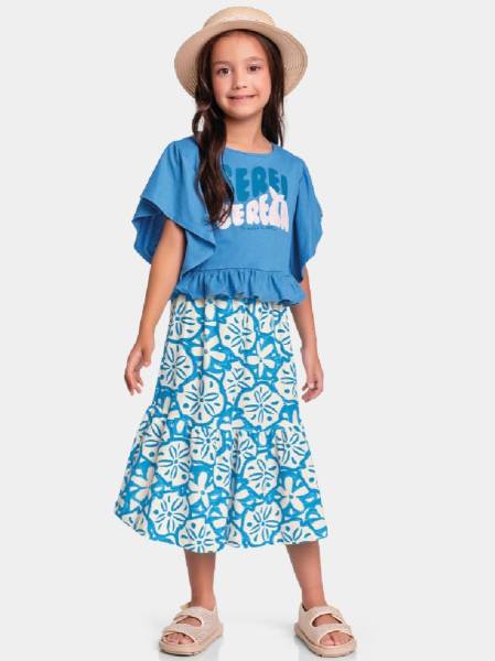 CONJUNTO BLUSA E SAIA MIDI LA PAZ KIDS
