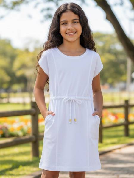 VESTIDO MOLETINHO C/ AJUSTE CINTURA