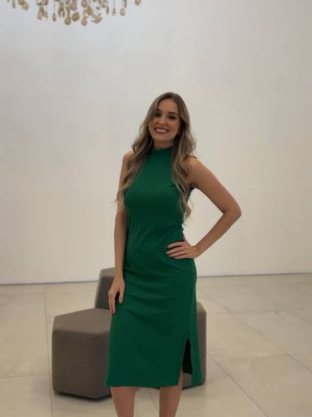 VESTIDO CANELADO MIDI
